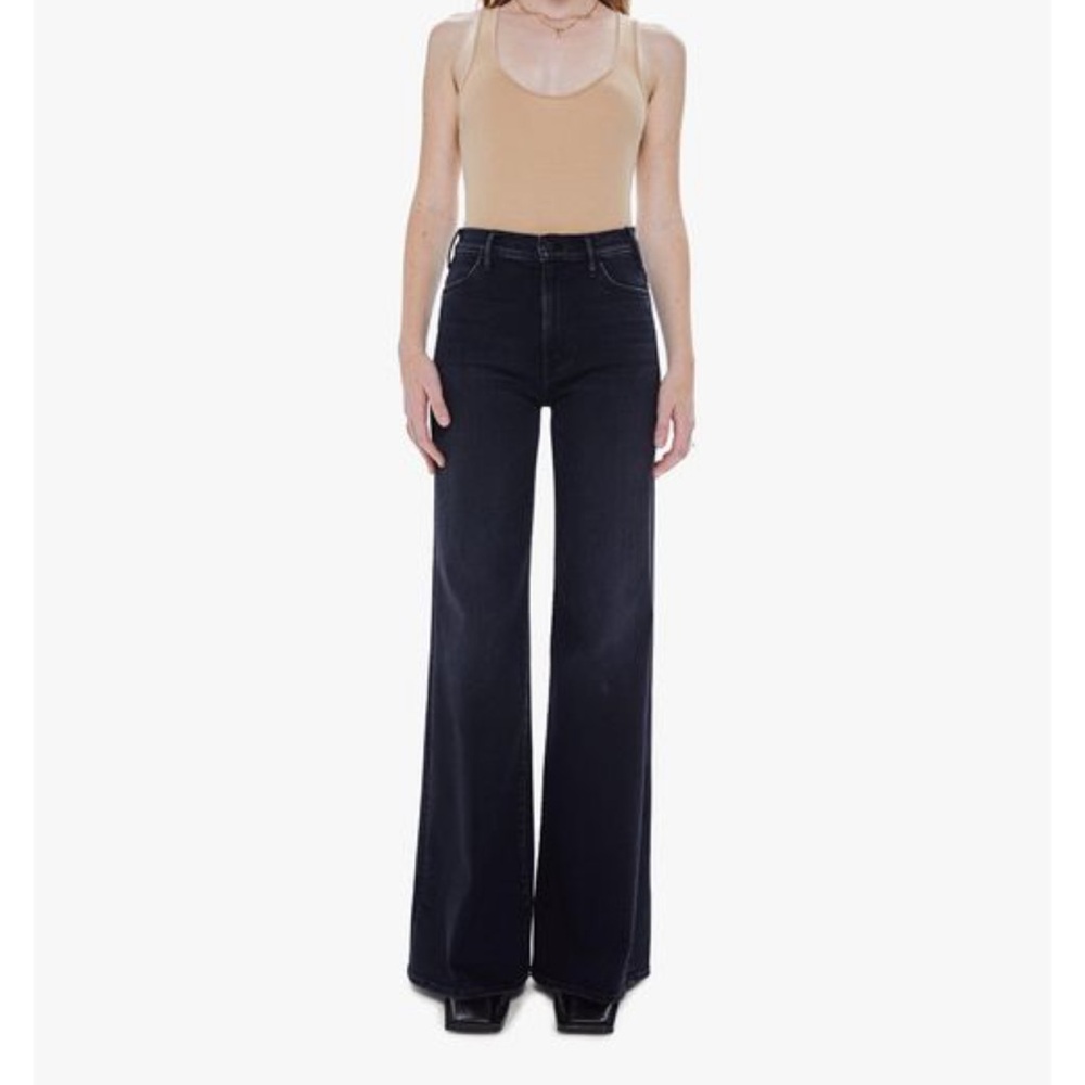 MOTHER Black Flare Wide-Leg Jeans